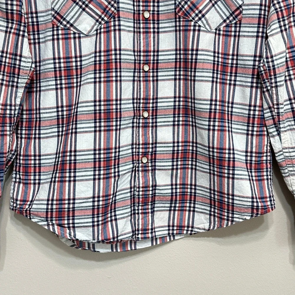 Levis Western‎ Pearl Snap Shirt Adult S Plaid Sawtooth Long Sleeve Cowboy Ranch